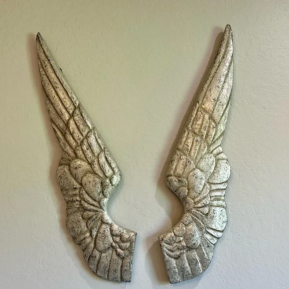 Restoration Hardware Kids Elegant Silver Angel Wings Wall Decor - Picture 3 of 3